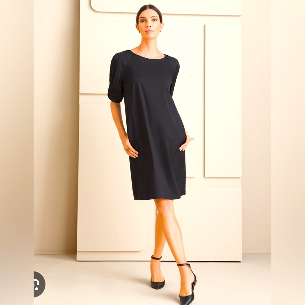 Chico’s Short Puff Sleeved Poplin Dress